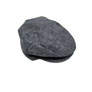 Vintage Wool Newsboy Cap‎ Medium Wool Made In USA Houndstooth Pattern Grey Black